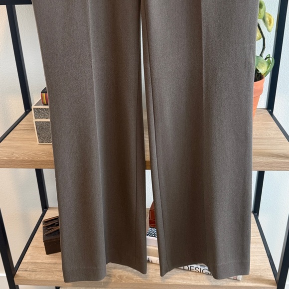 Express Editor Flare Leg Mid-Rise Taupe Brown Woven Career Dress Pant Trouser, 4 - Picture 3 of 7